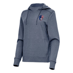 Heather Navy Milwaukee Brewers Antigua Women's Justice Stars and Stripes Team Logo Pullover Hoodie