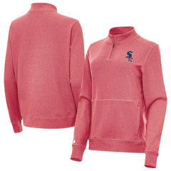 Heather Red Chicago White Sox Antigua Women's Crush Stars and Stripes Team Logo Quarter-Zip Pullover Top