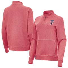 Heather Red Minnesota Twins Antigua Women's Crush Stars and Stripes Team Logo Quarter-Zip Pullover Top