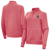 Heather Red Colorado Rockies Antigua Women's Crush Stars and Stripes Team Logo Quarter-Zip Pullover Top