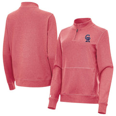 Heather Red Colorado Rockies Antigua Women's Crush Stars and Stripes Team Logo Quarter-Zip Pullover Top