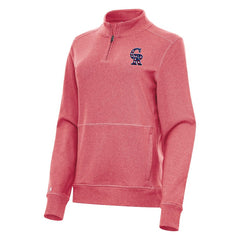 Heather Red Colorado Rockies Antigua Women's Crush Stars and Stripes Team Logo Quarter-Zip Pullover Top