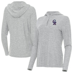 Heather Gray Colorado Rockies Antigua Women's Daybreak Quarter-Zip Hoodie