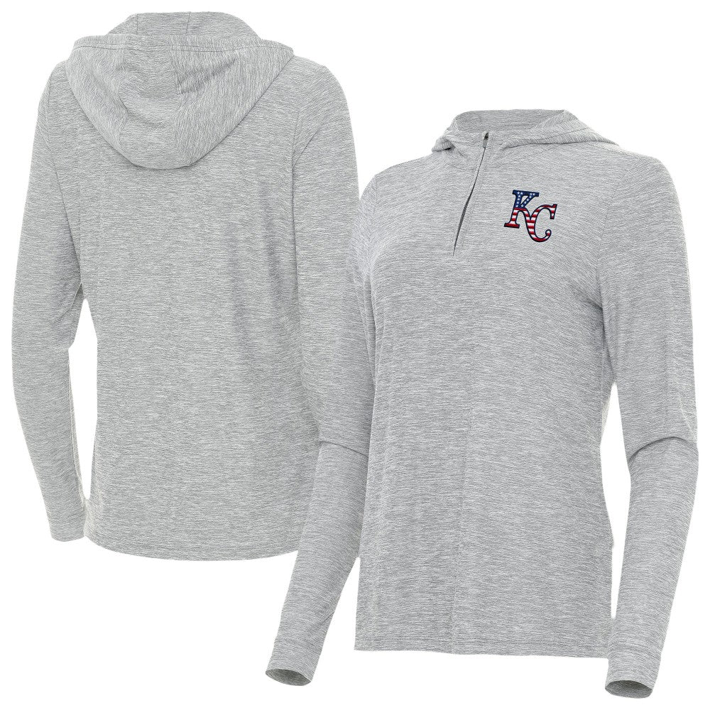 Heather Gray Kansas City Royals Antigua Women's Daybreak Quarter-Zip Hoodie