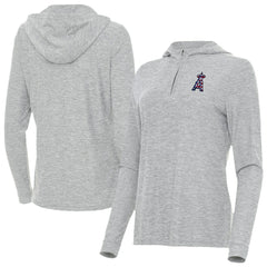 Heather Gray Los Angeles Angels Antigua Women's Daybreak Quarter-Zip Hoodie