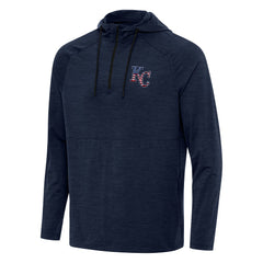 Heather Navy Kansas City Royals Antigua Spikes Stars and Stripes Team Logo Quarter-Zip Pullover Hoodie