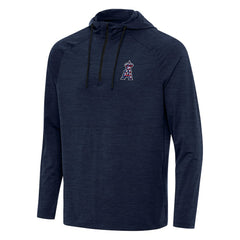 Heather Navy Los Angeles Angels Antigua Spikes Stars and Stripes Team Logo Quarter-Zip Pullover Hoodie