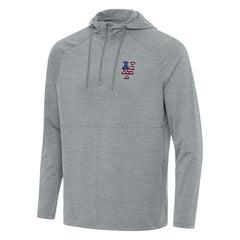 Heather Gray New York Mets Antigua Spikes Stars and Stripes Team Logo Quarter-Zip Pullover Hoodie