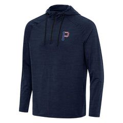 Heather Navy Pittsburgh Pirates Antigua Spikes Stars and Stripes Team Logo Quarter-Zip Pullover Hoodie