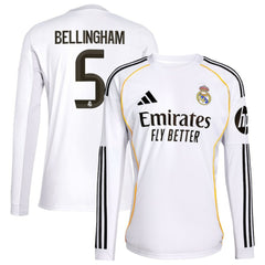 Jude Bellingham Real Madrid 2025/26 Home Replica Long Sleeve Jersey