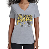 Gray San Diego Padres Starter Women's Fireworks V-Neck T-Shirt