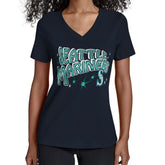 Navy Seattle Mariners Starter Women's Fireworks V-Neck T-Shirt