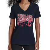 Navy Cleveland Guardians Starter Women's Fireworks V-Neck T-Shirt