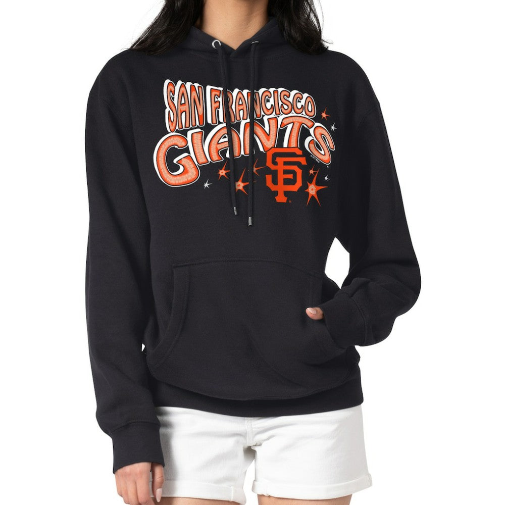 Black San Francisco Giants Starter Women's Fireworks Fleece Tri-Blend Pullover Hoodie