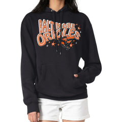Black Baltimore Orioles Starter Women's Fireworks Fleece Tri-Blend Pullover Hoodie