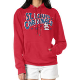Red St. Louis Cardinals Starter Women's Fireworks Fleece Tri-Blend Pullover Hoodie