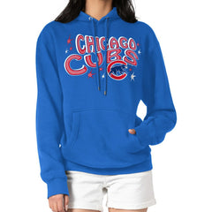 Royal Chicago Cubs Starter Women's Fireworks Fleece Tri-Blend Pullover Hoodie