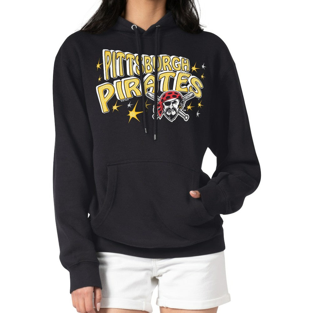 Black Pittsburgh Pirates Starter Women's Fireworks Fleece Tri-Blend Pullover Hoodie