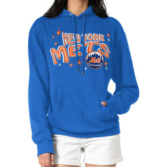 Royal New York Mets Starter Women's Fireworks Fleece Tri-Blend Pullover Hoodie
