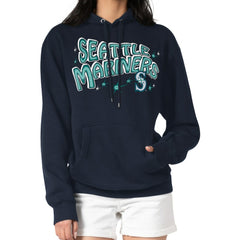 Navy Seattle Mariners Starter Women's Fireworks Fleece Tri-Blend Pullover Hoodie