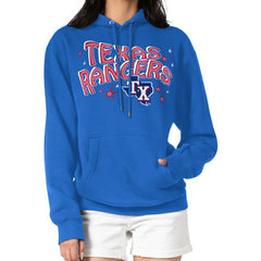 Royal Texas Rangers Starter Women's Fireworks Fleece Tri-Blend Pullover Hoodie