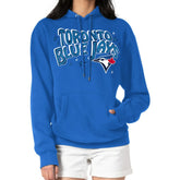 Royal Toronto Blue Jays Starter Women's Fireworks Fleece Tri-Blend Pullover Hoodie