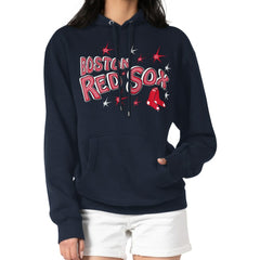 Navy Boston Red Sox Starter Women's Fireworks Fleece Tri-Blend Pullover Hoodie