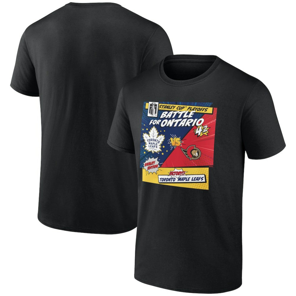 NHL Toronto Maple Leafs vs. Ottawa Senators 2025 Stanley Cup Playoffs Rivalry Comic Pop T-Shirt