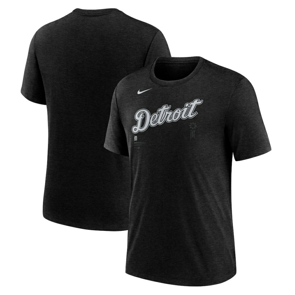 Heather Black Detroit Tigers Nike Wordmark Tri-Blend T-Shirt