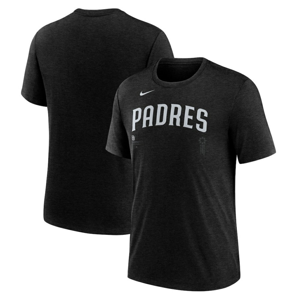 Heather Black San Diego Padres Nike Wordmark Tri-Blend T-Shirt
