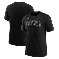 Heather Black Chicago Cubs Nike Wordmark Tri-Blend T-Shirt