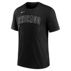 Heather Black Chicago Cubs Nike Wordmark Tri-Blend T-Shirt