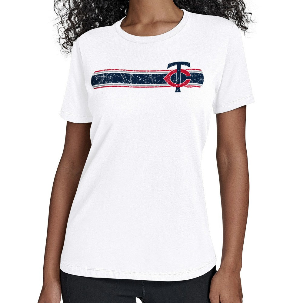 White Minnesota Twins Starter Women's Team Stripe T-Shirt
