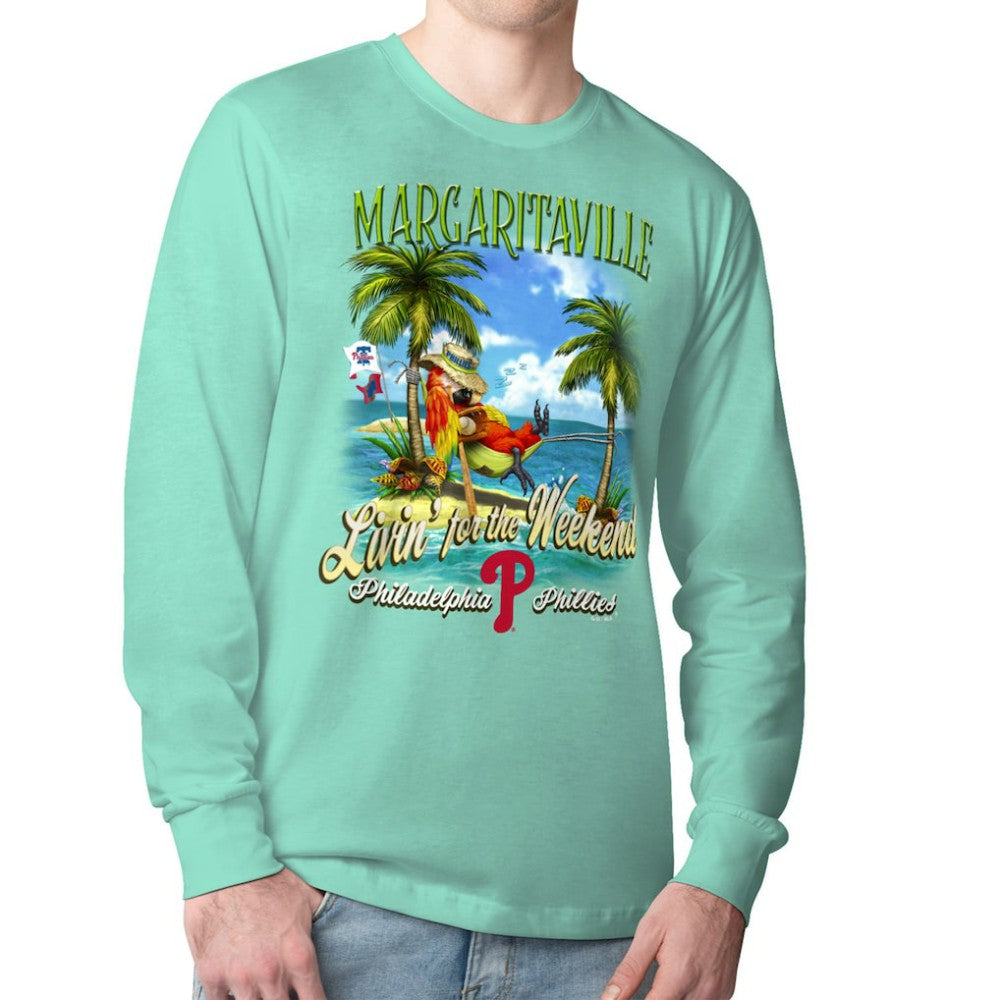 Mint Philadelphia Phillies Margaritaville Livin' for the Weekend Long Sleeve T-Shirt