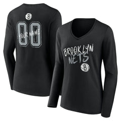 Brooklyn Nets Women's Hustle Custom Long Sleeve V-Neck T-Shirt