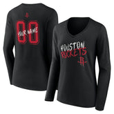 Houston Rockets Women's Hustle Custom Long Sleeve V-Neck T-Shirt