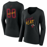 Miami Heat Women's Hustle Custom Long Sleeve V-Neck T-Shirt