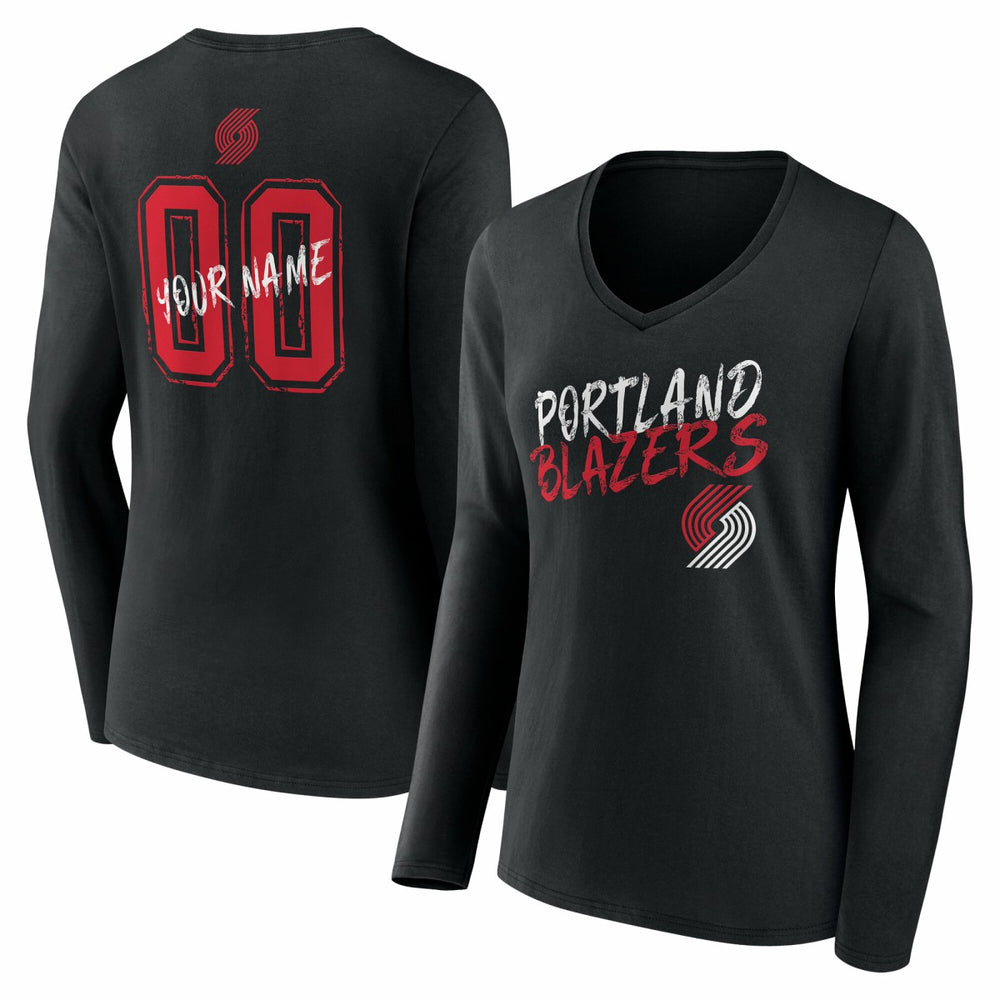 Portland Trail Blazers Women's Hustle Custom Long Sleeve V-Neck T-Shirt