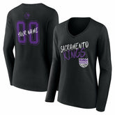 Sacramento Kings Women's Hustle Custom Long Sleeve V-Neck T-Shirt