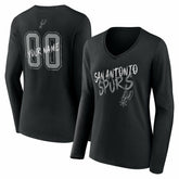 San Antonio Spurs Women's Hustle Custom Long Sleeve V-Neck T-Shirt