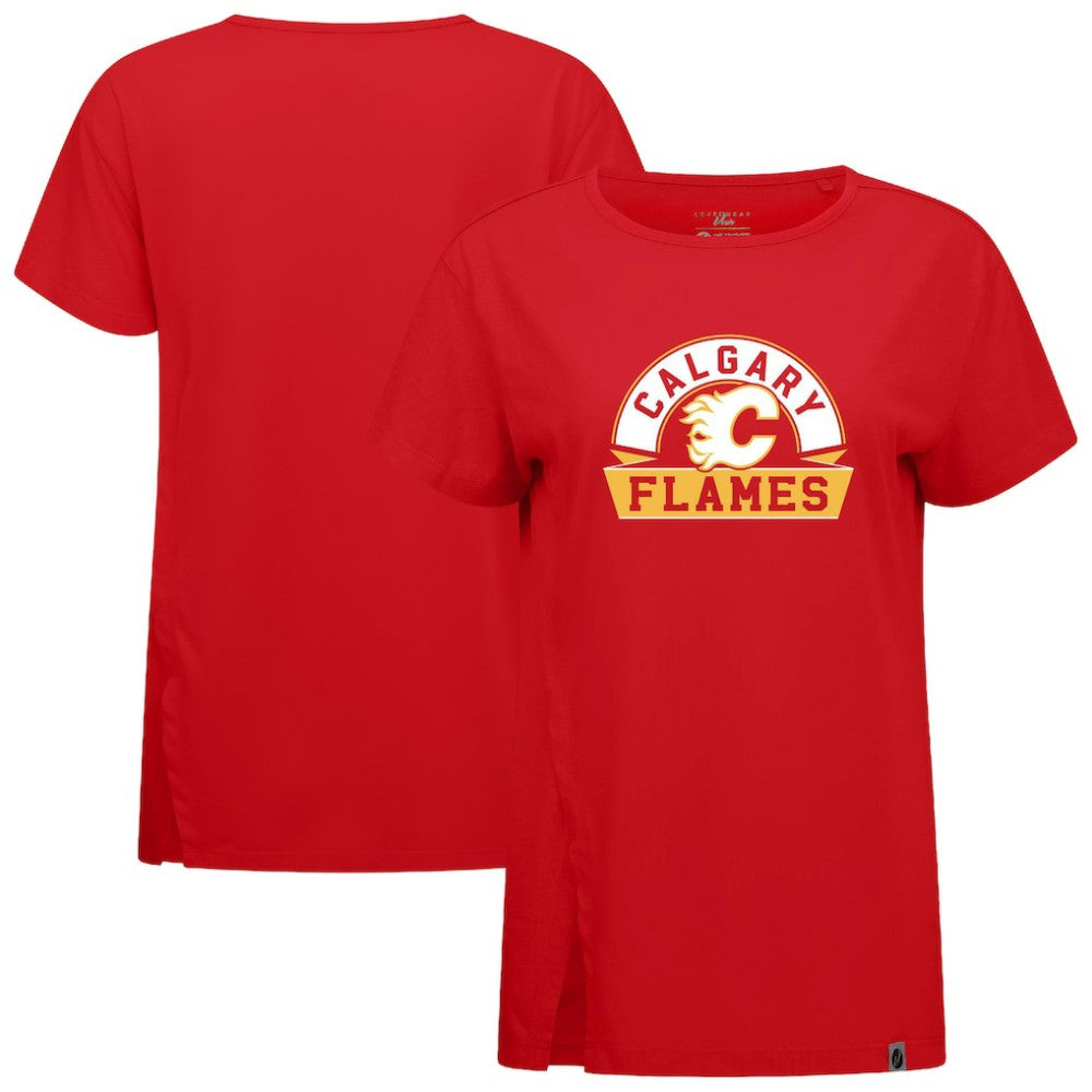 NHL Calgary Flames Levelwear Women's Influx Banner Arch T-Shirt