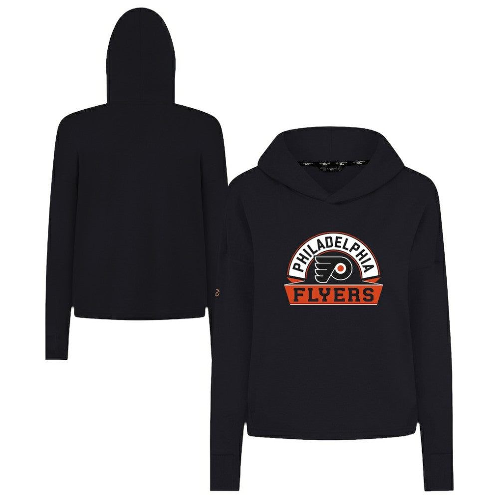 NHL Philadelphia Flyers Levelwear Women's Sweet Banner Arch Tri-Blend Cropped Pullover Hoodie