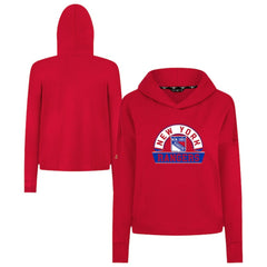NHL New York Rangers Levelwear Women's Sweet Banner Arch Tri-Blend Cropped Pullover Hoodie