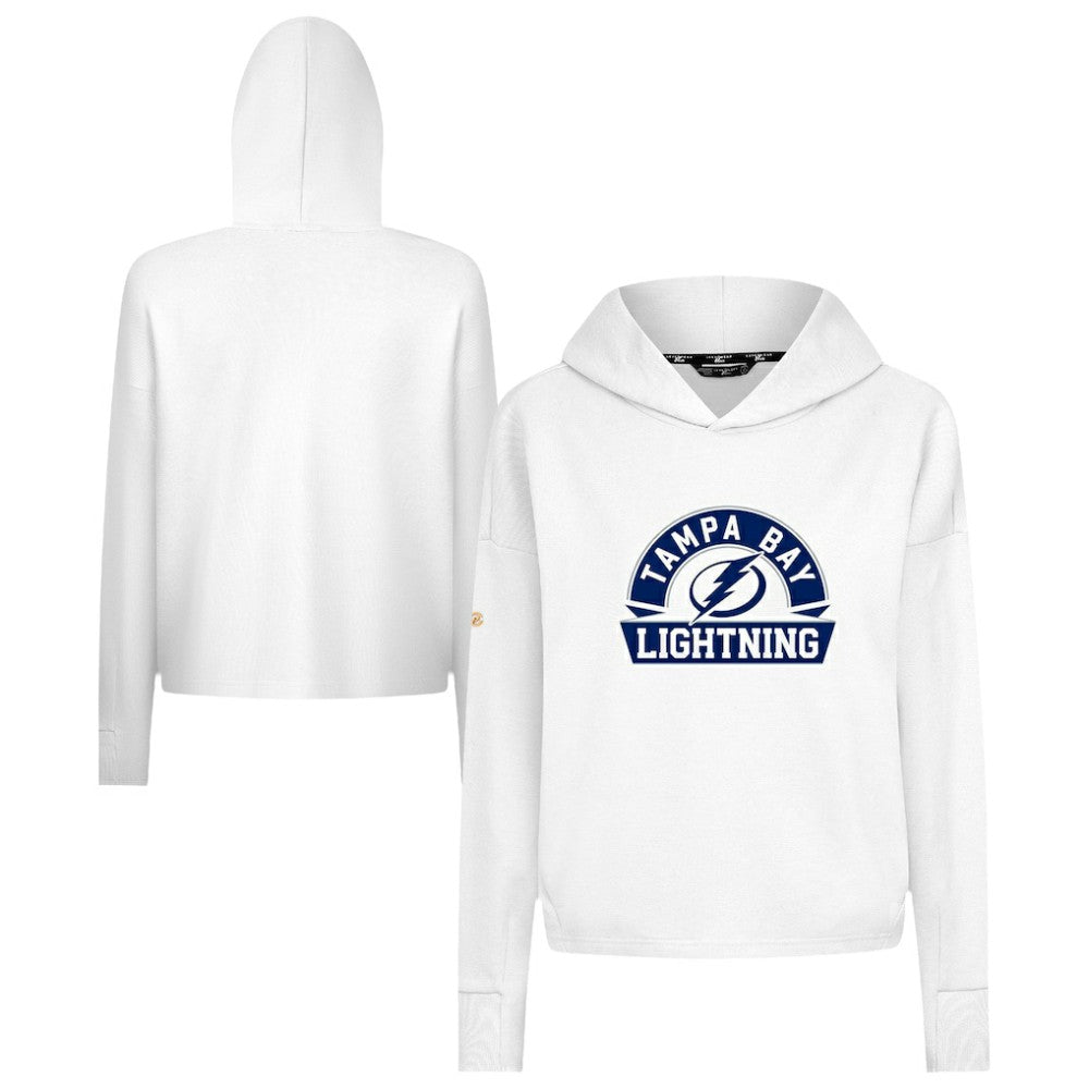 NHL Tampa Bay Lightning Levelwear Women's Sweet Banner Arch Tri-Blend Cropped Pullover Hoodie