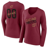 Cleveland Cavaliers Women's Hustle Custom Long Sleeve V-Neck T-Shirt sale