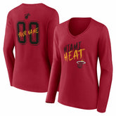 Miami Heat Women's Hustle Custom Long Sleeve V-Neck T-Shirt