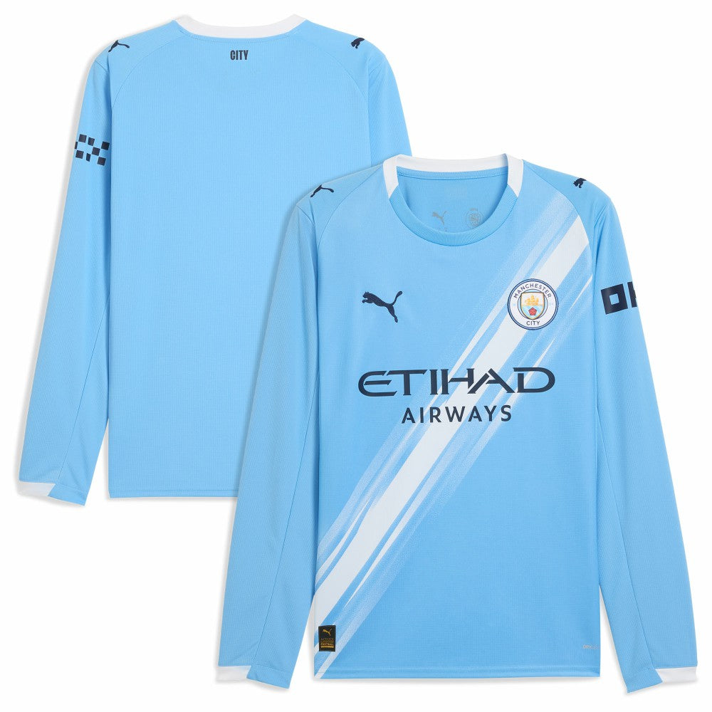 Manchester City 2025/26 Home Replica Long Sleeve Jersey