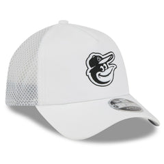 White Baltimore Orioles New Era 2026 Batting Practice Apex 9FORTY Adjustable Trucker Hat