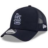 Navy St. Louis Cardinals New Era 2026 Batting Practice Apex 9FORTY Adjustable Trucker Hat