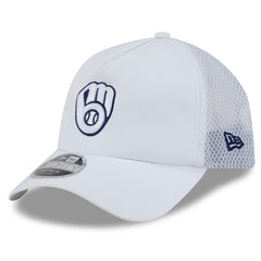 White Milwaukee Brewers New Era 2026 Batting Practice Apex 9FORTY Adjustable Trucker Hat